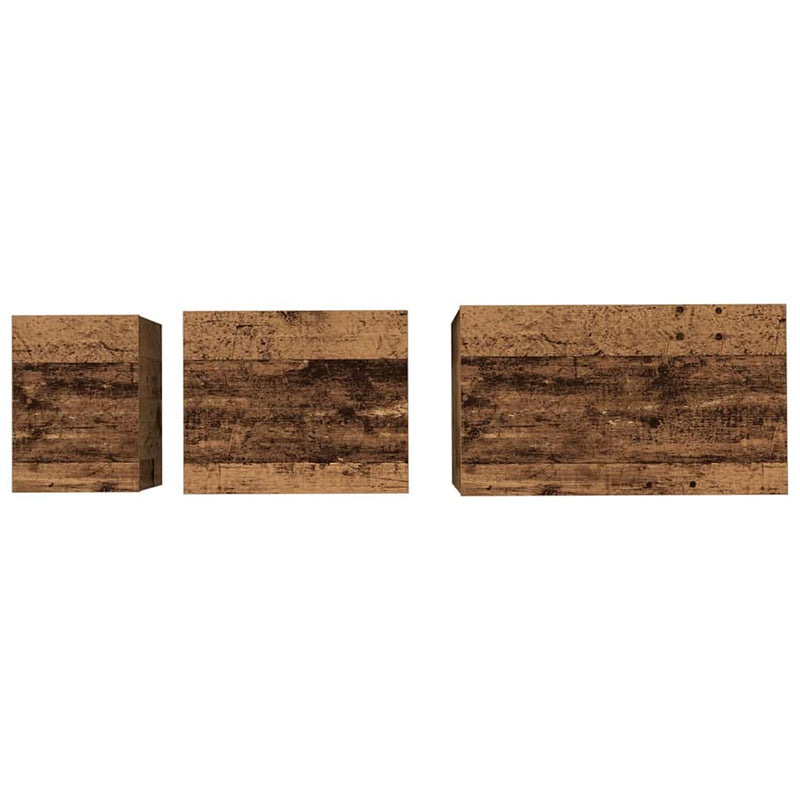 vidaXL Fészkelt Kávézó Asztal 3 pcs Régi fa 60 x 35 x 56 cm Faanyag