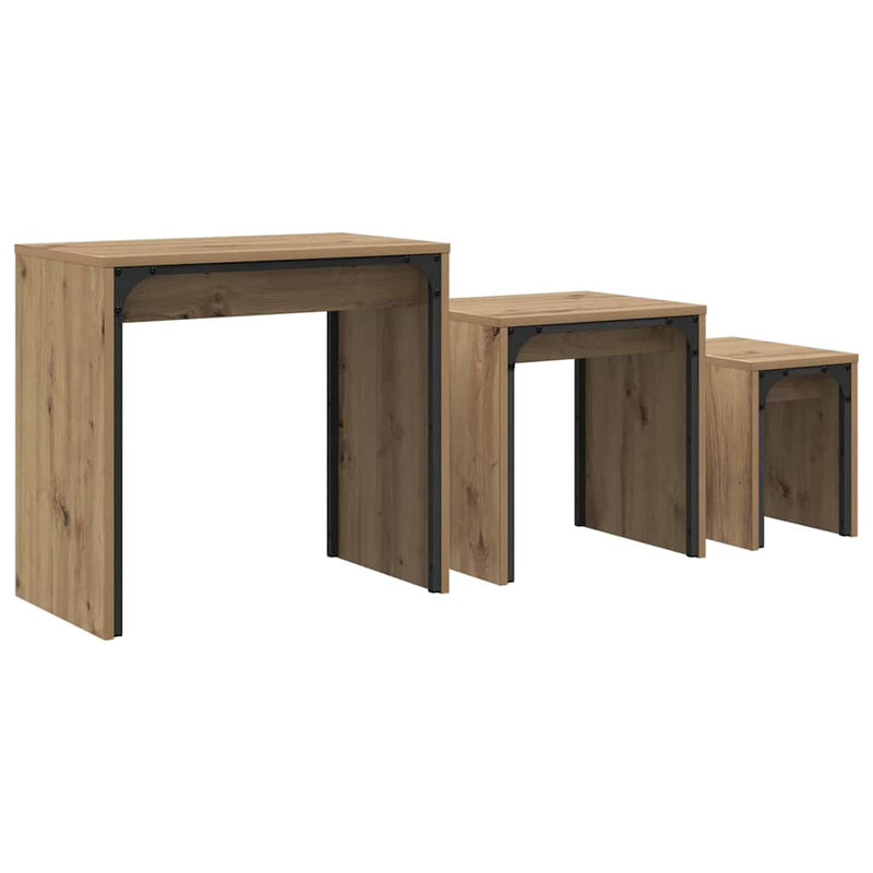 vidaXL Fészkelt Kávézó Asztal 3 pcs kézműves tölgy 60 x 35 x 56 cm