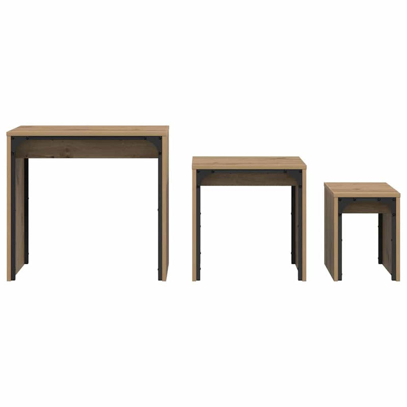 vidaXL Fészkelt Kávézó Asztal 3 pcs kézműves tölgy 60 x 35 x 56 cm