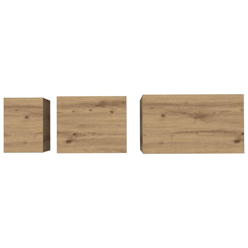 vidaXL Fészkelt Kávézó Asztal 3 pcs kézműves tölgy 60 x 35 x 56 cm