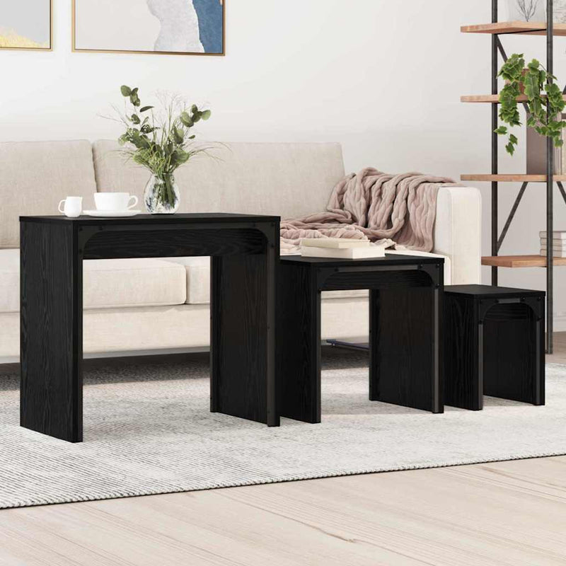 vidaXL Fészkelt Kávézó Asztal 3 pcs Musta tammi 60 x 35 x 56 cm