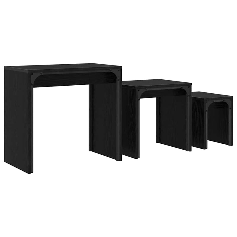 vidaXL Fészkelt Kávézó Asztal 3 pcs Musta tammi 60 x 35 x 56 cm