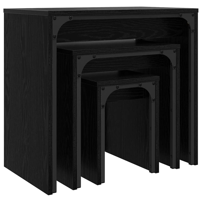 vidaXL Fészkelt Kávézó Asztal 3 pcs Musta tammi 60 x 35 x 56 cm