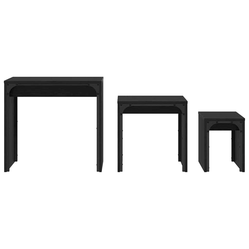 vidaXL Fészkelt Kávézó Asztal 3 pcs Musta tammi 60 x 35 x 56 cm