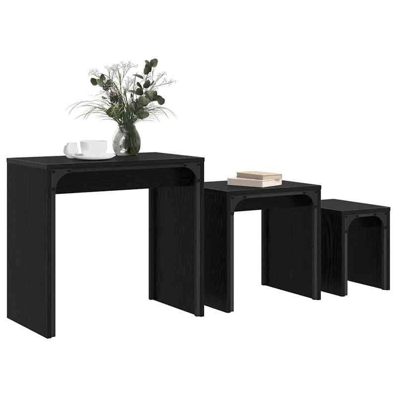 vidaXL Fészkelt Kávézó Asztal 3 pcs Musta tammi 60 x 35 x 56 cm