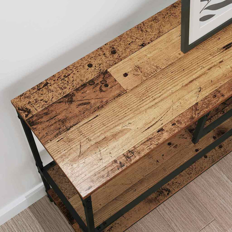 vidaXL Konzolasztal polcokkal Régi fa 100 x 30 x 75 cm Faanyag