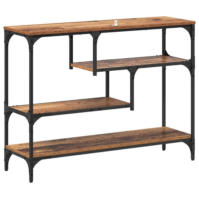 vidaXL Konzolasztal polcokkal Régi fa 100 x 30 x 75 cm Faanyag