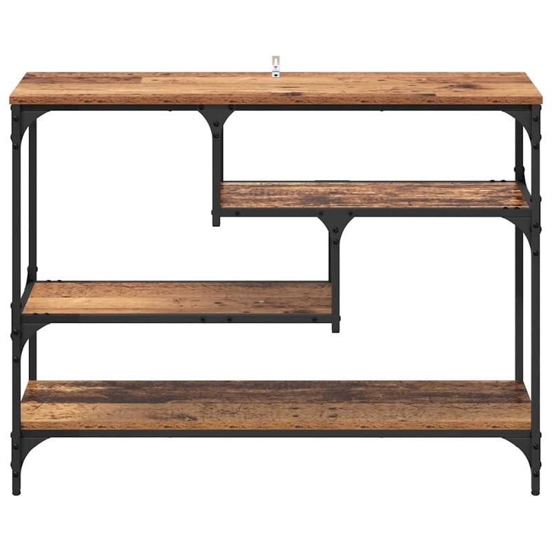 vidaXL Konzolasztal polcokkal Régi fa 100 x 30 x 75 cm Faanyag