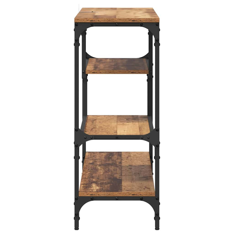 vidaXL Konzolasztal polcokkal Régi fa 100 x 30 x 75 cm Faanyag