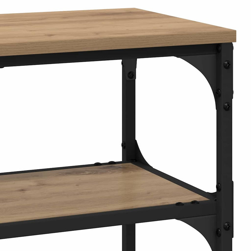 vidaXL Konzolasztal polcokkal kézműves tölgy 100 x 30 x 75 cm Faanyag
