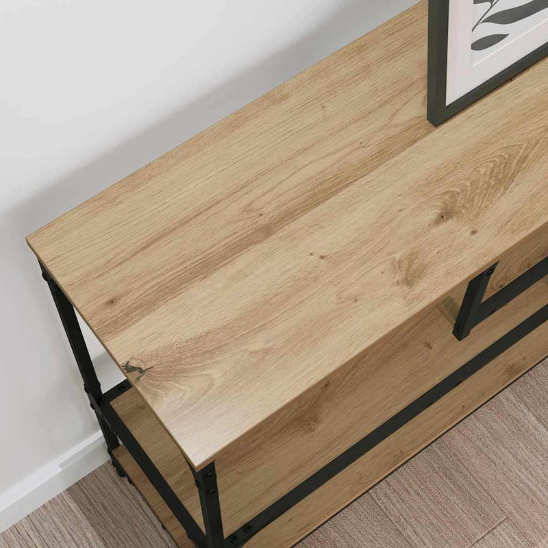 vidaXL Konzolasztal polcokkal kézműves tölgy 100 x 30 x 75 cm Faanyag