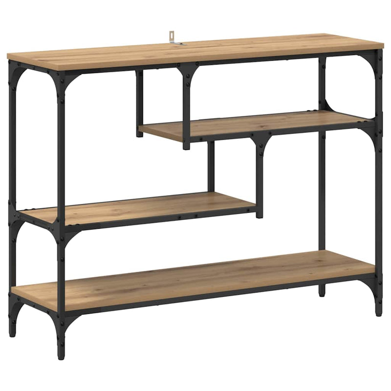vidaXL Konzolasztal polcokkal kézműves tölgy 100 x 30 x 75 cm Faanyag