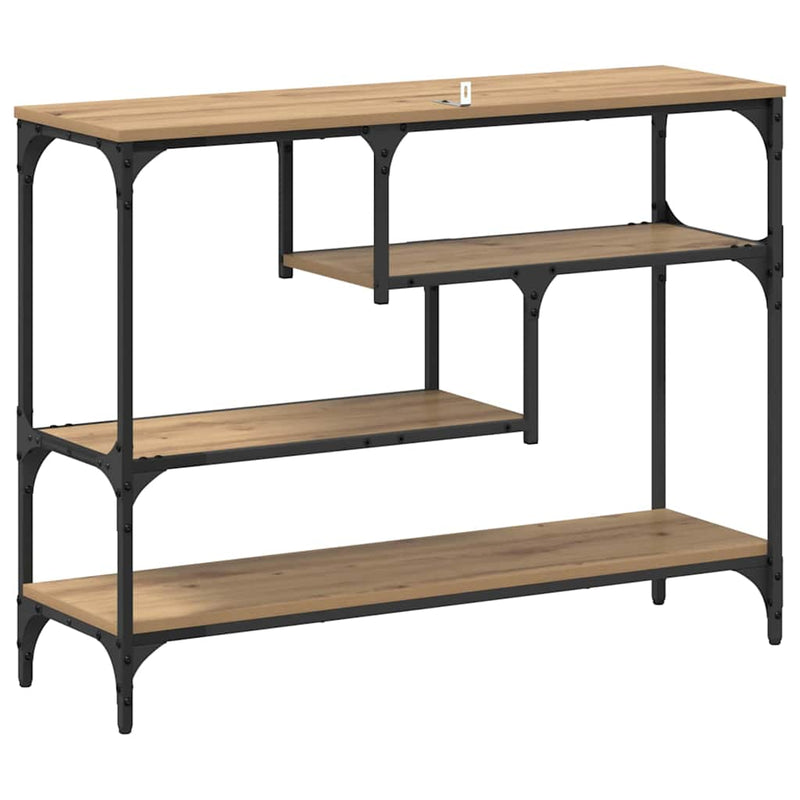 vidaXL Konzolasztal polcokkal kézműves tölgy 100 x 30 x 75 cm Faanyag