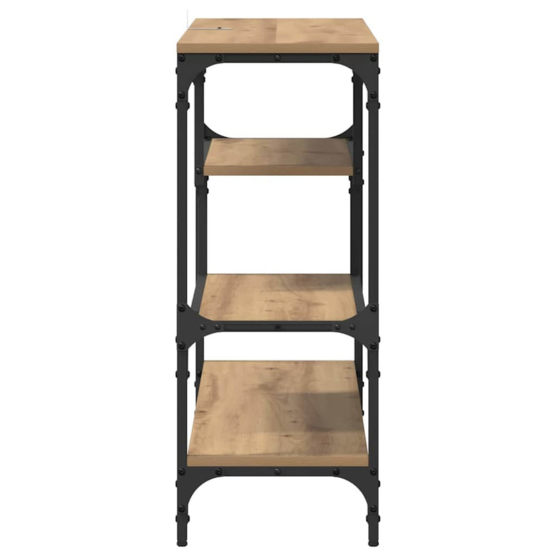 vidaXL Konzolasztal polcokkal kézműves tölgy 100 x 30 x 75 cm Faanyag