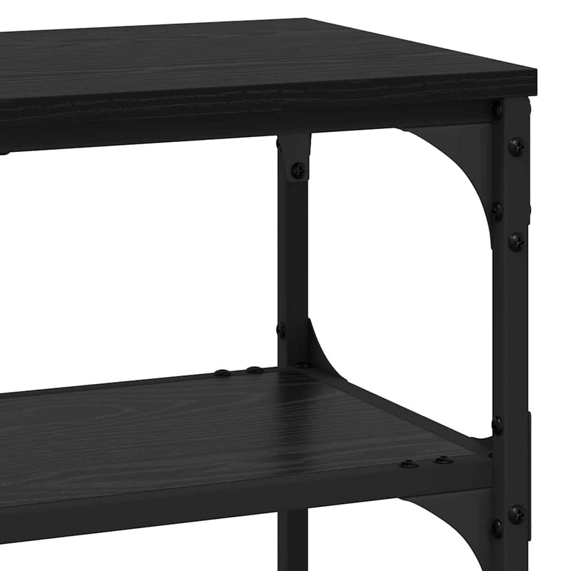 vidaXL Konzolasztal polcokkal Musta tammi 100 x 30 x 75 cm Faanyag