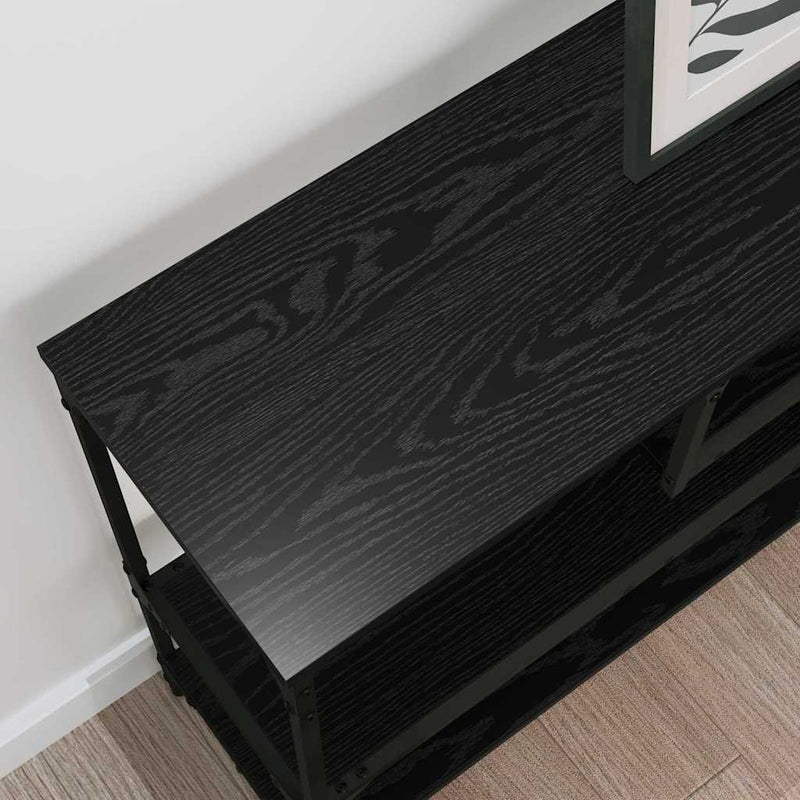 vidaXL Konzolasztal polcokkal Musta tammi 100 x 30 x 75 cm Faanyag