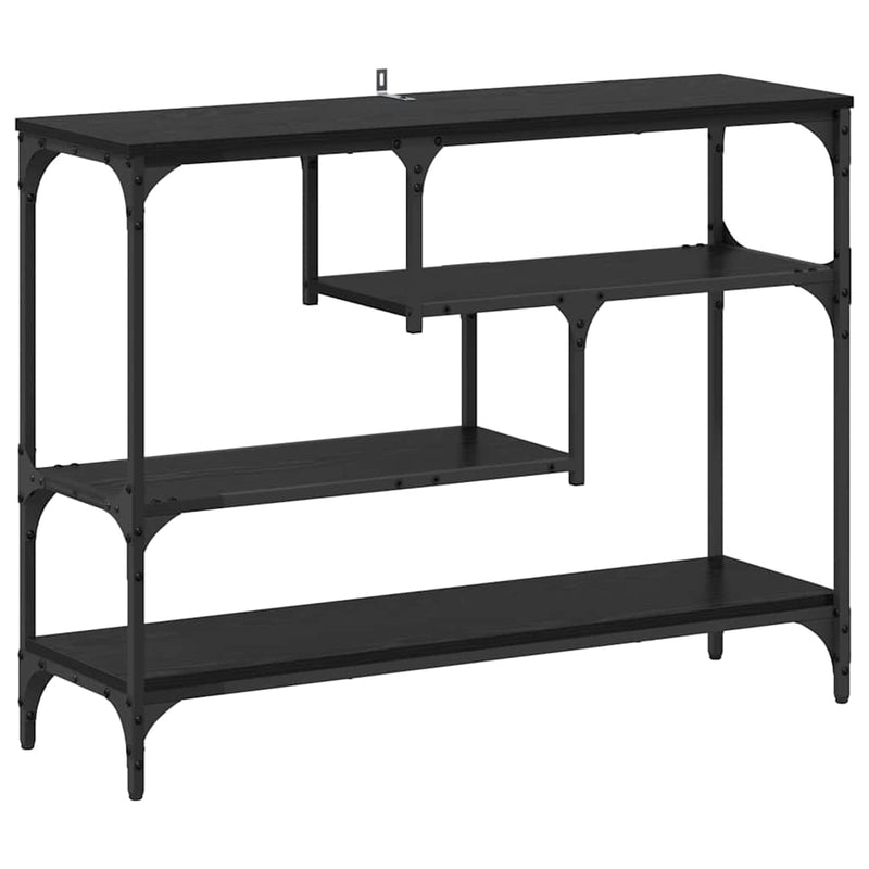 vidaXL Konzolasztal polcokkal Musta tammi 100 x 30 x 75 cm Faanyag