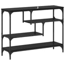 vidaXL Konzolasztal polcokkal Fekete tölgy 100 x 30 x 75 cm Faanyag