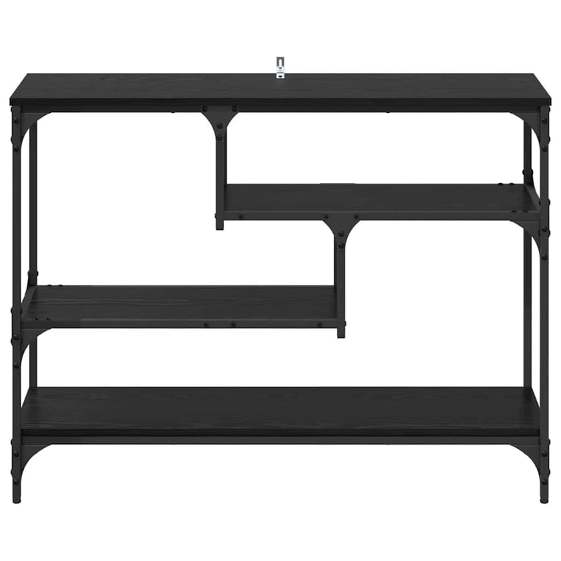 vidaXL Konzolasztal polcokkal Musta tammi 100 x 30 x 75 cm Faanyag