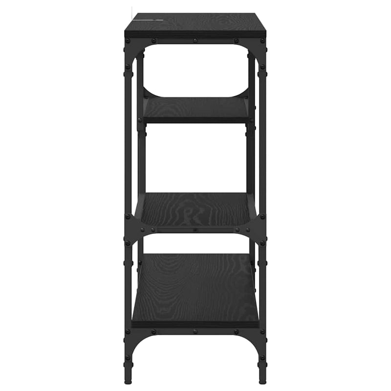 vidaXL Konzolasztal polcokkal Fekete tölgy 100 x 30 x 75 cm Faanyag