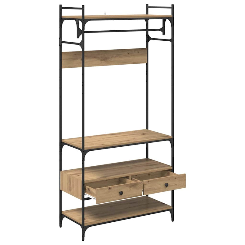 vidaXL Ruhásszekrény fiókkal kézműves tölgy 89 x 39 x 184.5 cm Faanyag