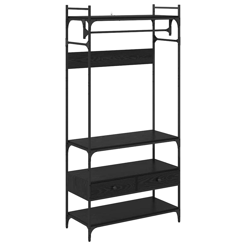 vidaXL Ruhásszekrény fiókkal Musta tammi 89 x 39 x 184.5 cm Faanyag