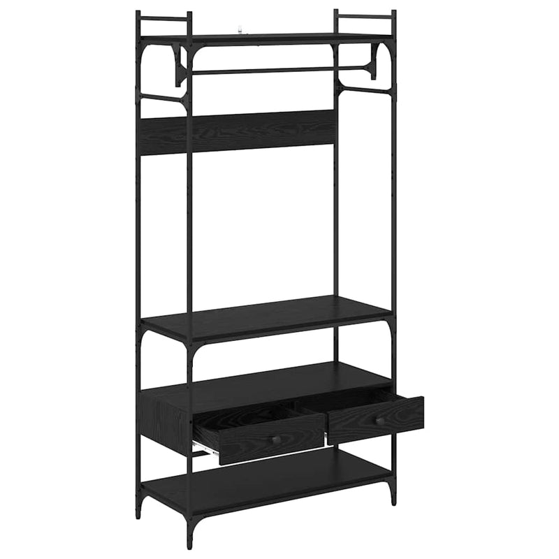 vidaXL Ruhásszekrény fiókkal Musta tammi 89 x 39 x 184.5 cm Faanyag