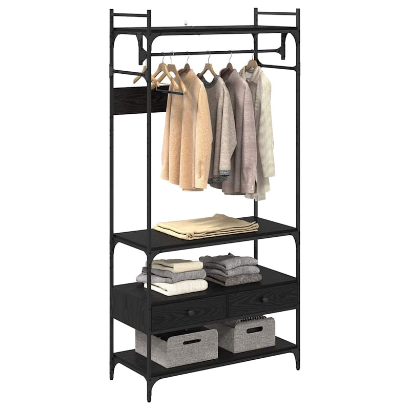 vidaXL Ruhásszekrény fiókkal Musta tammi 89 x 39 x 184.5 cm Faanyag