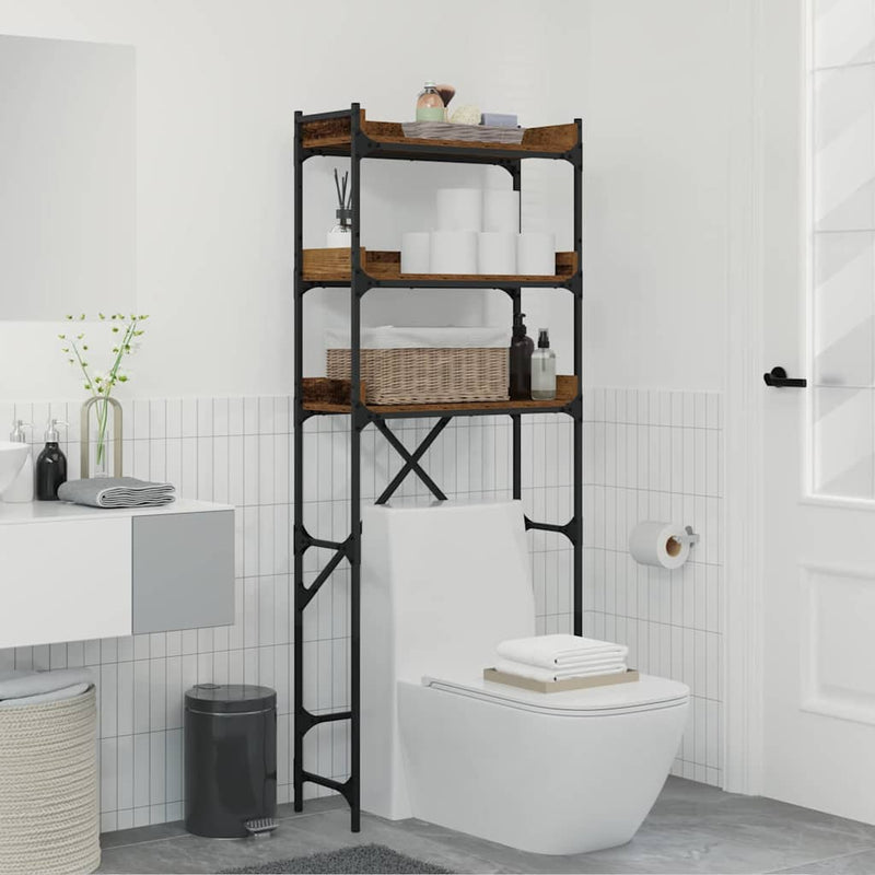 vidaXL Mosógép polc polcokkal Régi fa 67 x 25 x 163 cm Faanyag