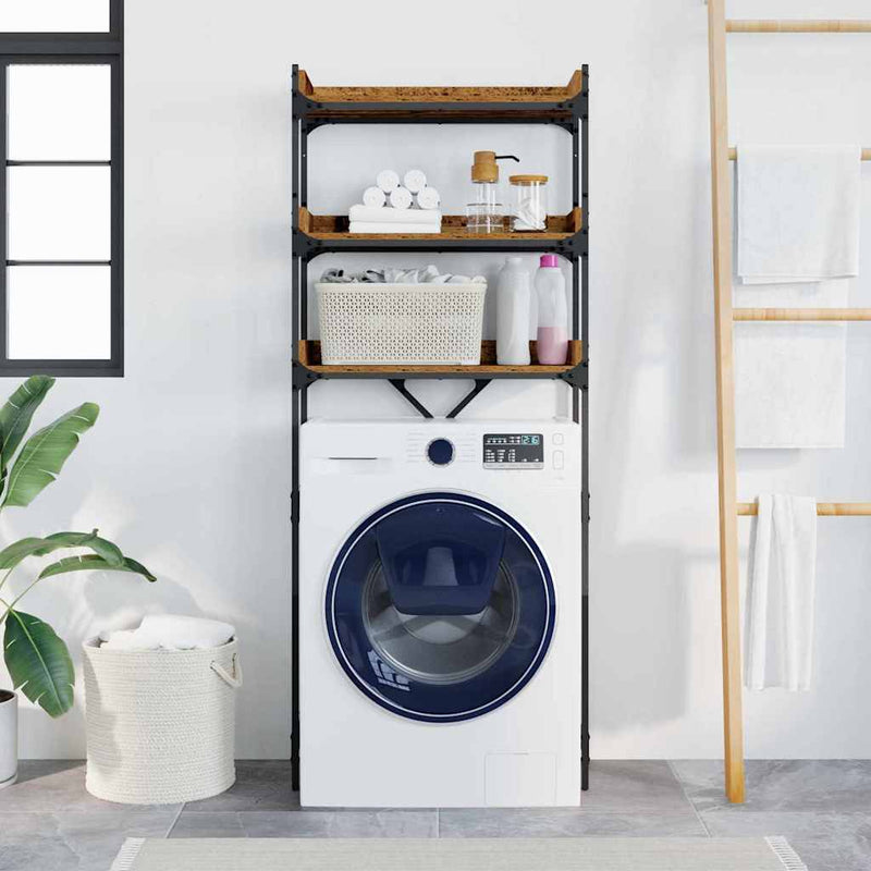 vidaXL Mosógép polc polcokkal Régi fa 67 x 25 x 163 cm Faanyag