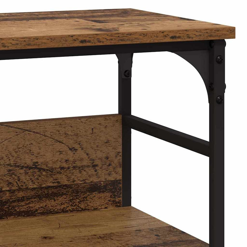 vidaXL Konzolasztal polcokkal Régi fa 100 x 32 x 75 cm Faanyag