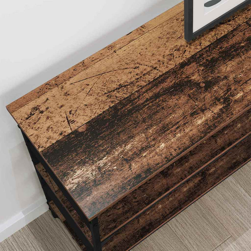 vidaXL Konzolasztal polcokkal Régi fa 100 x 32 x 75 cm Faanyag