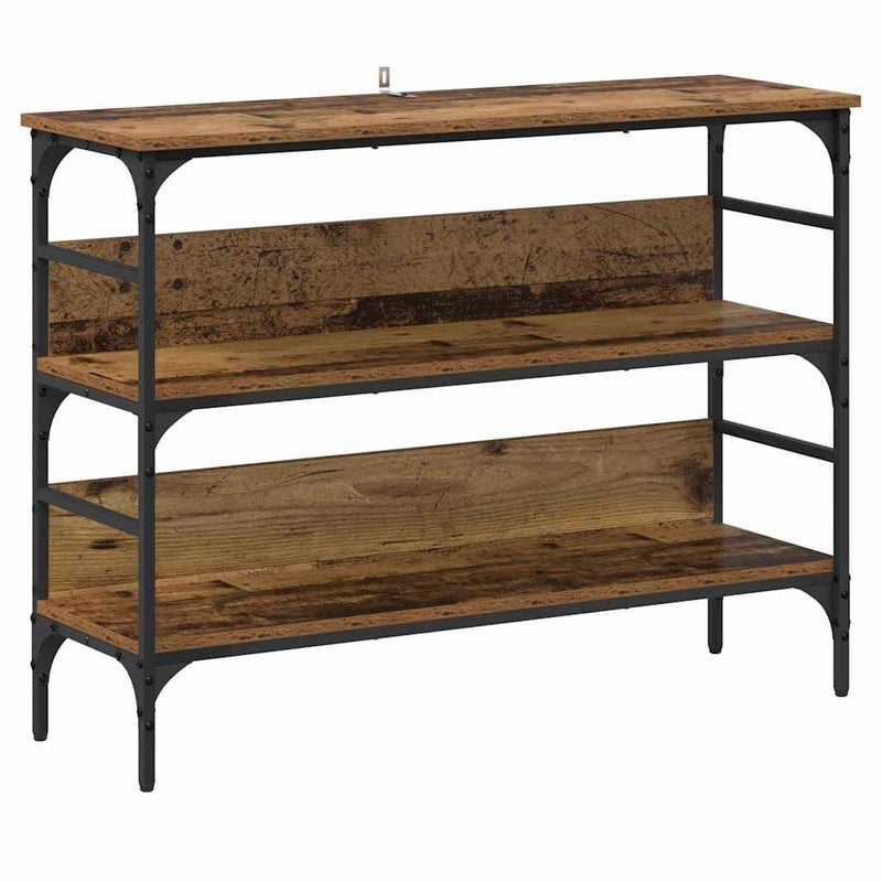 vidaXL Konzolasztal polcokkal Régi fa 100 x 32 x 75 cm Faanyag