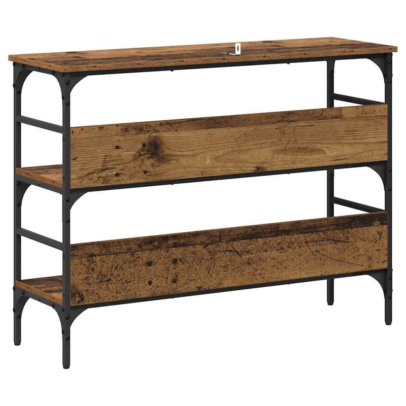 vidaXL Konzolasztal polcokkal Régi fa 100 x 32 x 75 cm Faanyag