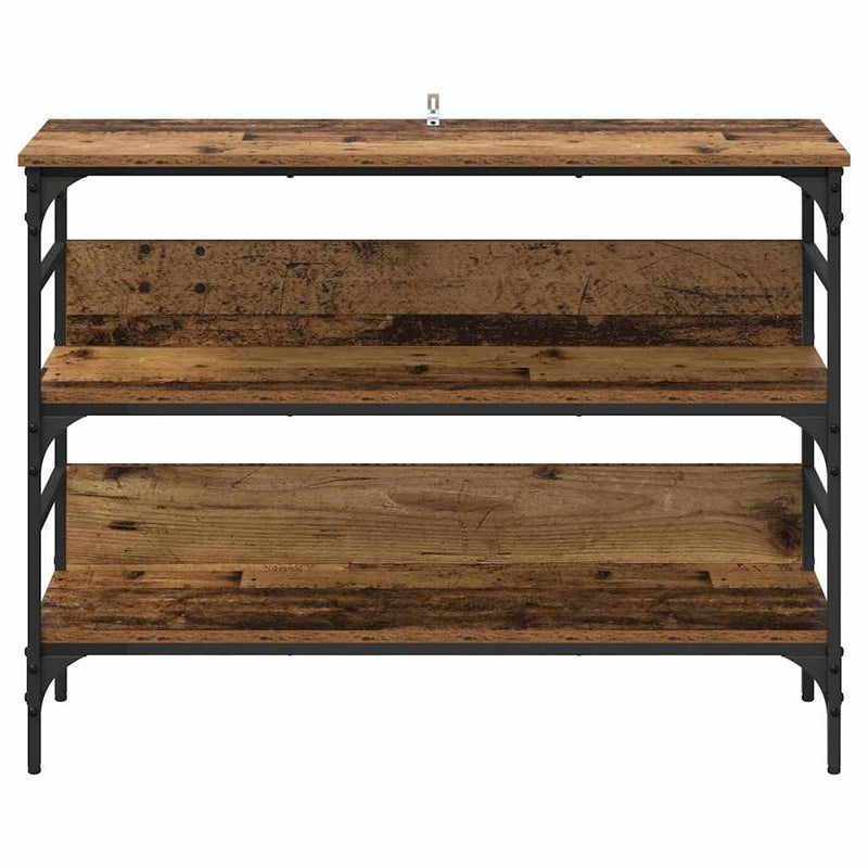 vidaXL Konzolasztal polcokkal Régi fa 100 x 32 x 75 cm Faanyag