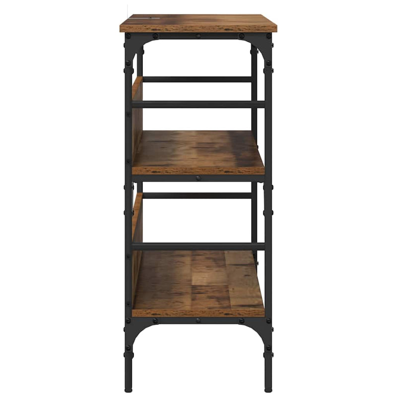 vidaXL Konzolasztal polcokkal Régi fa 100 x 32 x 75 cm Faanyag
