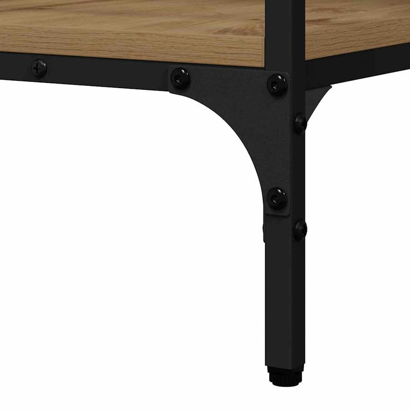 vidaXL Konzolasztal polcokkal kézműves tölgy 100 x 32 x 75 cm Faanyag