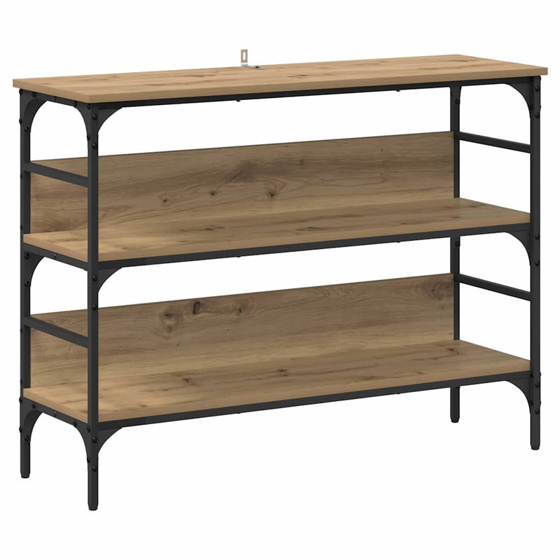 vidaXL Konzolasztal polcokkal kézműves tölgy 100 x 32 x 75 cm Faanyag