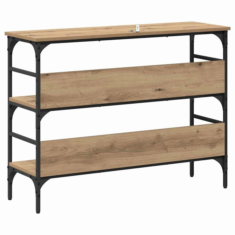 vidaXL Konzolasztal polcokkal kézműves tölgy 100 x 32 x 75 cm Faanyag