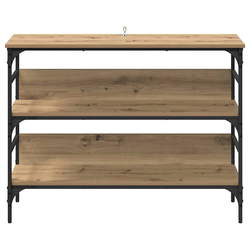 vidaXL Konzolasztal polcokkal kézműves tölgy 100 x 32 x 75 cm Faanyag