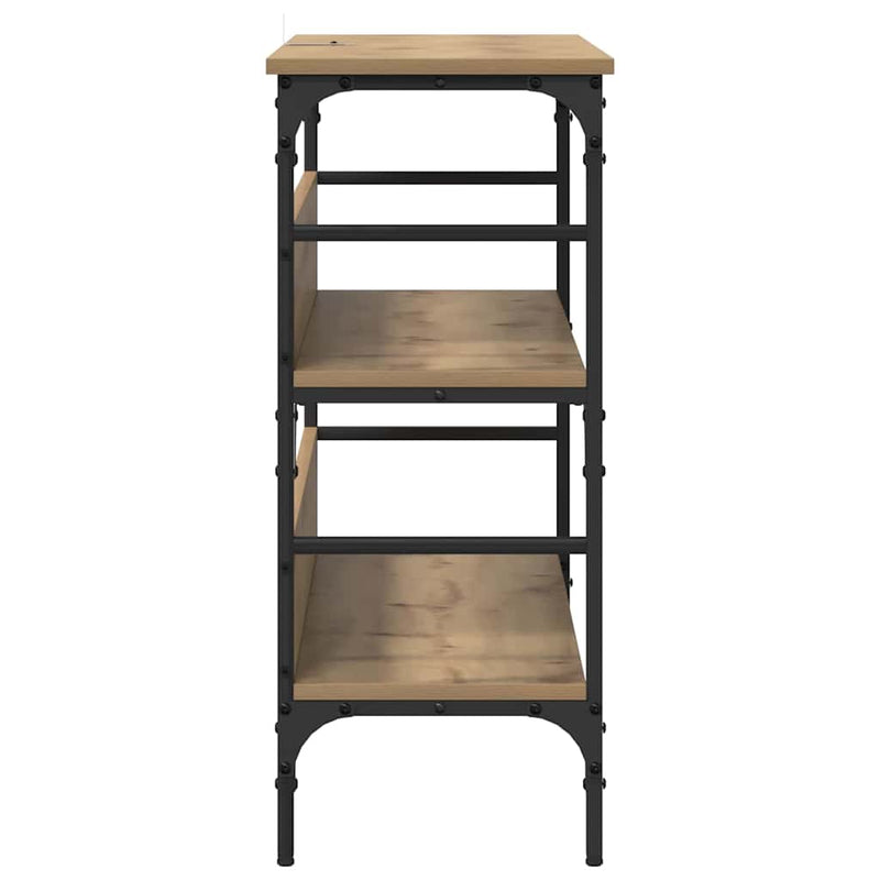vidaXL Konzolasztal polcokkal kézműves tölgy 100 x 32 x 75 cm Faanyag