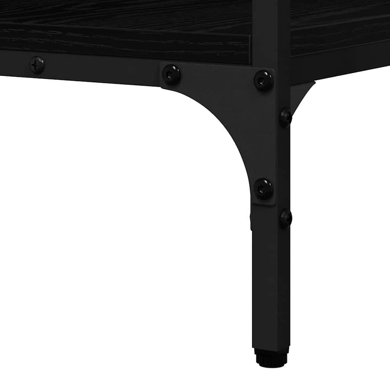 vidaXL Konzolasztal polcokkal Musta tammi 100 x 32 x 75 cm Faanyag