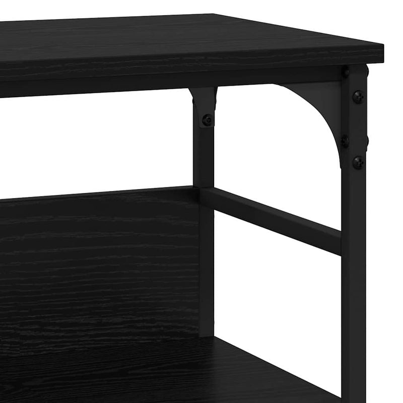 vidaXL Konzolasztal polcokkal Musta tammi 100 x 32 x 75 cm Faanyag