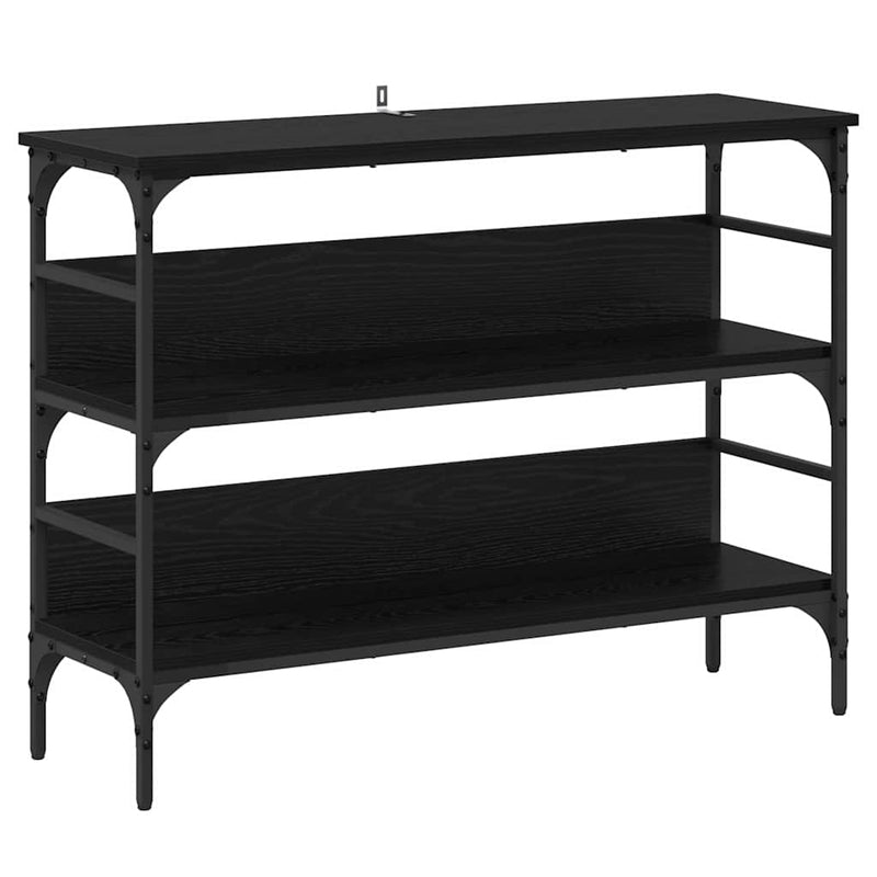vidaXL Konzolasztal polcokkal Musta tammi 100 x 32 x 75 cm Faanyag