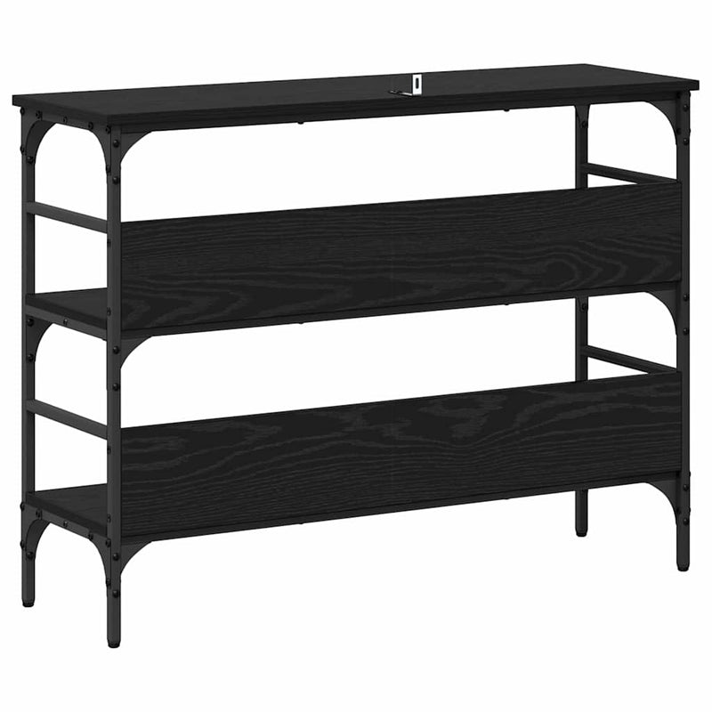 vidaXL Konzolasztal polcokkal Musta tammi 100 x 32 x 75 cm Faanyag