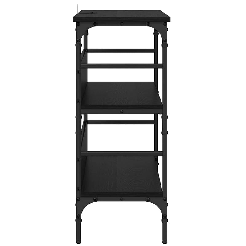 vidaXL Konzolasztal polcokkal Musta tammi 100 x 32 x 75 cm Faanyag