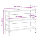 vidaXL Konzolasztal polcokkal Musta tammi 100 x 32 x 75 cm Faanyag