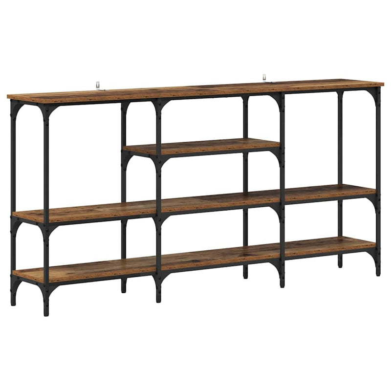 vidaXL Konzolasztal polcokkal Régi fa 160 x 29 x 80 cm Faanyag