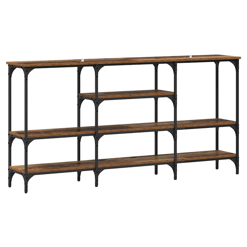 vidaXL Konzolasztal polcokkal Régi fa 160 x 29 x 80 cm Faanyag