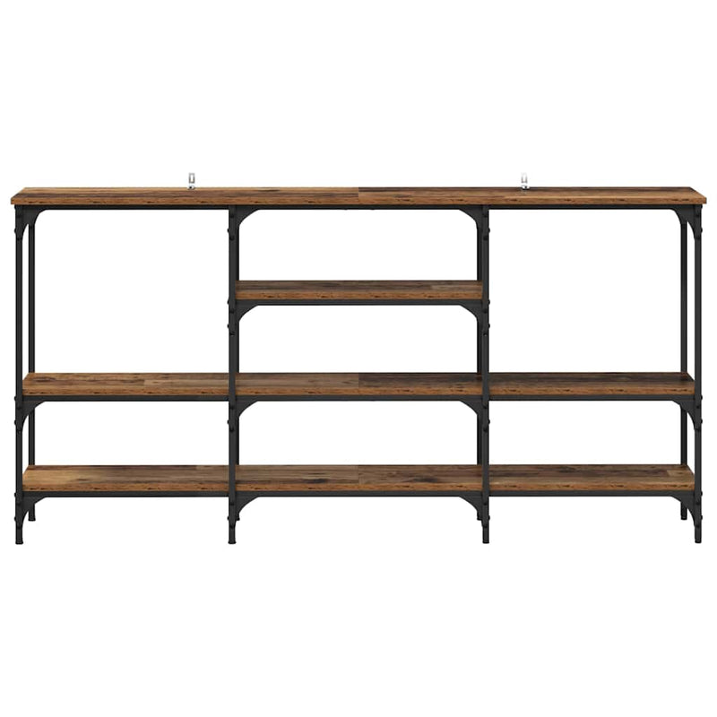 vidaXL Konzolasztal polcokkal Régi fa 160 x 29 x 80 cm Faanyag